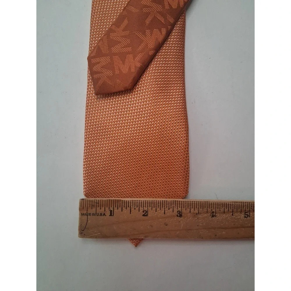 Lot of 3 Michael Kors 100% Silk Neckties Orange Navy Blue Diagonal Repp Yellow